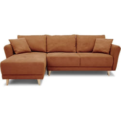 Canapé D'Angle Convertible Réversible 3-4 Places Claudius - Tissu Terracotta - Coffre De Rangement - L 244 X P 158 X H 95 Cm