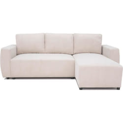 Canapé D'Angle Convertible Réversible 3-4 Places Pharell - Velours Côtelé Beige - Coffre De Rangement - L 244 X P 155 X H 71