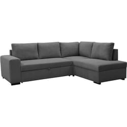 Canapé D'Angle Convertible Réversible Lincoln 4 A 5 Places - Tissu Velours Côtelé Anthracite - Coffre De Rangement - L247 X