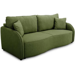 Canapé Convertible Bari 3 Places - Tissu Olive - Coffre De Rangement - L215 X H89 X P100 Cm