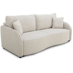 Canapé Convertible Bari 3 Places - Tissu Beige - Coffre De Rangement - L215 X H89 X P100 Cm