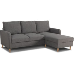 Canapé D'Angle Fixe 3 Places Chipy - Tissu Anthracite - Réversible - L 192 X P 137 X H 82 Cm - Pieds Noir