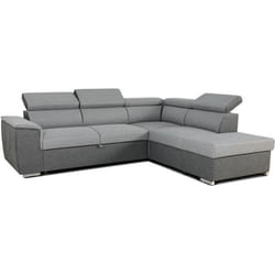 Canapé D'Angle Convertible Réversible Avec Coffre - 5 Places - Daytona - Tissu Gris Et Anthracite - 260 X 77 / 94 X 216 Cm