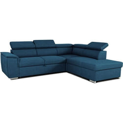 Canapé D'Angle Convertible Réversible Avec Coffre - 5 Places - Daytona - Tissu Bleu - 260 X 77 / 94 X 216 Cm