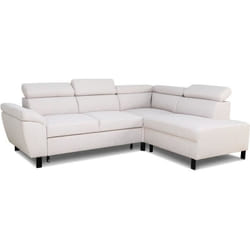 Canapé D'Angle Convertible - 4 Personnes - Stan - Tissu Beige - 3 Tétieres - Réversible - 243 X 92 X 184 Cm