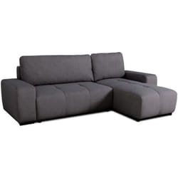 Sans Marque - Canapé d'angle convertible réversible - 3 places - sierra - Avec coffre - Tissu Anthracite - 160 x 82 x 243 cm