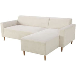 Sans Marque - Canapé d'angle réversible - 3 places - bob - Velours cotelé - Ecru - 197 x 138 x 65 cm