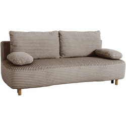 Canapé convertible - 3 places - PYLA - Tissu velours Marron glacé - Coffre - 203 x 95 x 89 cm