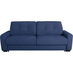 Canapé convertible express - 2/3 places - SOA - Tissu gauffré - Saphir - Matelas 15 cm - 195 x 100 x 91 cm - DUNLOPILLO