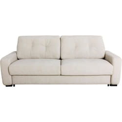 Canapé convertible express - 2/3 places - SOA - Tissu gauffré - Beige - Matelas 15 cm - 195 x 100 x 91 cm - DUNLOPILLO