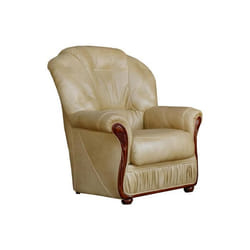 Fauteuil en cuir de buffle DAPHNE - VENTE-UNIQUE - Style vintage - Couleur beige