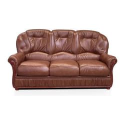 Canapé fixe 3 places en cuir de buffle - DAPHNE - Marron Chocolat - 183x91x97cm