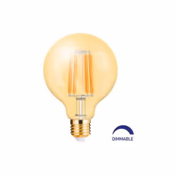 L' ampoule LED G95 filament 6W E27 2200K Dimmable possède un design rétro, tout en offrant les performances d'une ampoule LED ...