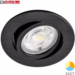 Description générale Le spot LED encastrable 3en1 rond noir de 7W IP20 est conçu avec un interrupteur de couleur au dos du mé ...