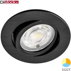 Braytron - Spot led encastrable 3en1 rond noir 7W IP20