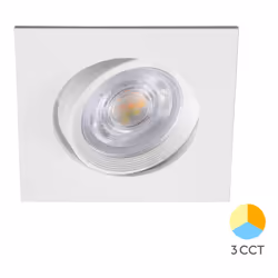 Le spot LED encastrable 3en1 carré blanc 7W IP20 à pour particularité son interrupteur de couleur au dos du mécanisme. Il per ...