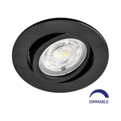 Braytron - Spot led encastrable 3en1 rond noir 7W IP20 Dimmable