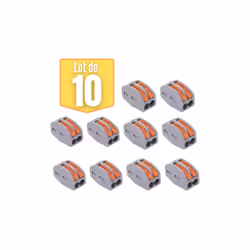 Le lot de 10 bornes de connexion 2 fils avec levier, assure la bonne connexion des fils de votre installation électrique. Pou ...