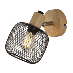 Applique led murale 1xE14 23W IP20 – Noir & bois
