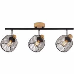 Plafonnier décoratif 3xE14 IP20 – Design Bois & Noir – Modèle BV03-00012 Apportez une touche contemporaine et chaleureuse à v ...