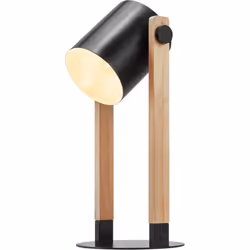 Lampe de table métal et bois 23W 1xE27 – BRAYTRON Apportez une touche chaleureuse et élégante à vos intérieurs avec la lampe  ...