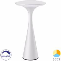 Lampe de table 3W 300lm 3en1 IP44 Blanc dimmable Illuminez vos espaces avec élégance grâce à la lampe de table 3W 300lm 3en1  ...