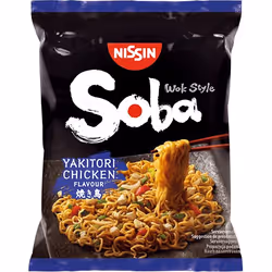 Nissin Soba Yakitori Chicken, Nouilles en soupe instantanées, 110 g, Poulet, Oignon, 5 min, 211 kcal, 883 kJ