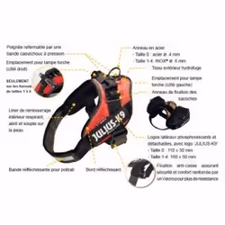 JULIUS K9 Harnais Power IDC 0-M-L : 58-76 cm - 40 mm - Rouge - Pour chien