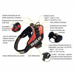 JULIUS K9 Harnais Power IDC 0-M-L : 58-76 cm - 40 mm - Rouge - Pour chien