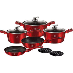 Burgundy Batterie de Cuisine à Induction 10 Pièces Aluminium Antiadhésif sans pfoa Rouge - Berlinger Haus