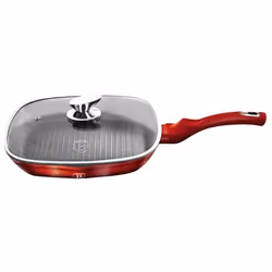 Poêle à griller - BERLINGER HAUS - BH-1613 - 28 cm - Rouge métallique - Triple revêtement granit