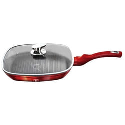 Poêle à griller - BERLINGER HAUS - BH-1613 - 28 cm - Rouge métallique - Triple revêtement granit