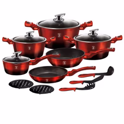 BerlingerHaus Batterie de cuisine 15 pièces Collection Metallic Line Black Burgundy - 5999056781658