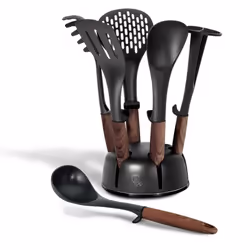 Ensemble de 7 ustensiles de cuisine en nylon de BERLINGER HAUS de la ligne EBONY ROSEWOOD. Ustensiles particulièrement recomm ...
