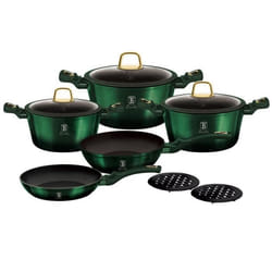 Batterie de cuisine - BerlingerHaus - Collection Emerald - 10 pièces - Aluminium forgé - Anti-adhésif écologique