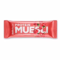 BioTechUSA Protein Muesli, Airelle, Framboise, 30 g, Vitamine D, 105 kcal, 351 kcal, 1474 kJ