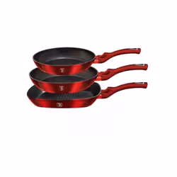 Berlinger Haus BH/1289NF, Set de friture, Bourgogne, Aluminium, Marbre, Rouge, Ergonomique, Poignée souple