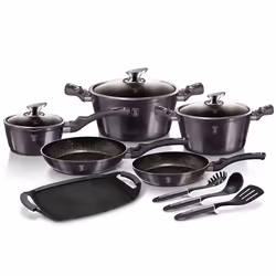 Batterie de Cuisine à Induction 12 Pièces Aluminium Antiadhésif sans PFOA Berlinger Haus Carbon Pro  Gris 21457