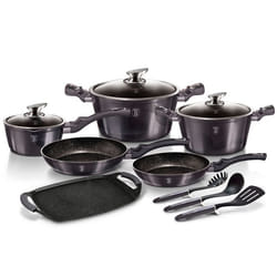 Batterie de Cuisine à Induction 12 Pièces Aluminium Antiadhésif sans PFOA Berlinger Haus Carbon Pro  Gris 21457