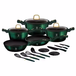 Batterie de cuisine - BerlingerHaus - Collection Emerald - 17 pièces - Aluminium forgé - Anti-adhésif