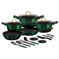 Batterie de cuisine - BerlingerHaus - Collection Emerald - 17 pièces - Aluminium forgé - Anti-adhésif