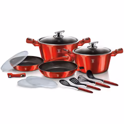 Les casseroles et accessoires de la série BURGUNDY METALLIC de BERLINGER HAUS sont fabriqués en aluminium forgé de haute qual ...
