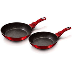 Berlinger Haus Burgundy Set de Poêles à Frire Induction 22 - 26cm Aluminium Antiadhésif Marbre sans PFOA Rouge