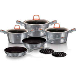 Moonlight Batterie de Cuisine à Induction 10 Pièces Aluminium Antiadhésif sans pfoa Gris - Berlinger Haus