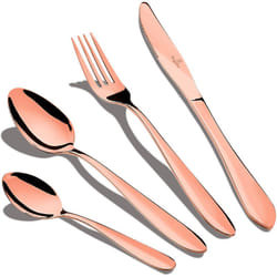 Rose Gold Mirror Ménagère Doré 24-Piece Acier Inox. Finition Polie, Set de Couverts 6 Personnes Or Rose - Berlinger Haus