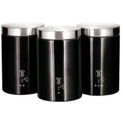 Black Silver Set de 3 Boîtes de Cuisine en Acier Inoxydable Robuste, Ø11 x 17,8 cm Design Noir / Inox - Berlinger Haus