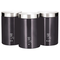 Carbon Pro Set de 3 Boîtes de Cuisine en Acier Inoxydable Robuste, Ø11 x 17,8 cm Design Gris Foncé / Inox - Berlinger Haus
