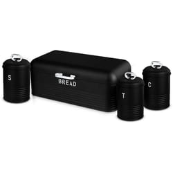 Berlinger Haus - Black Silver Ensemble Boîte à Pain + 3 Boîtes de Cuisine, Rangement, Acier Inoxydable Inox / Noir