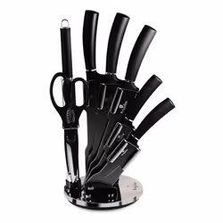 Ensemble de 8 couteaux sur support de BERLINGER HAUS de la série Black Silver . Conçu pour portionner la viande et le poisson ...