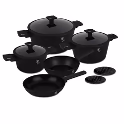 BERLINGERHAUS Batterie de cuisine revêtue de titane 10 pièces Collection Noir Mat BH-8197
